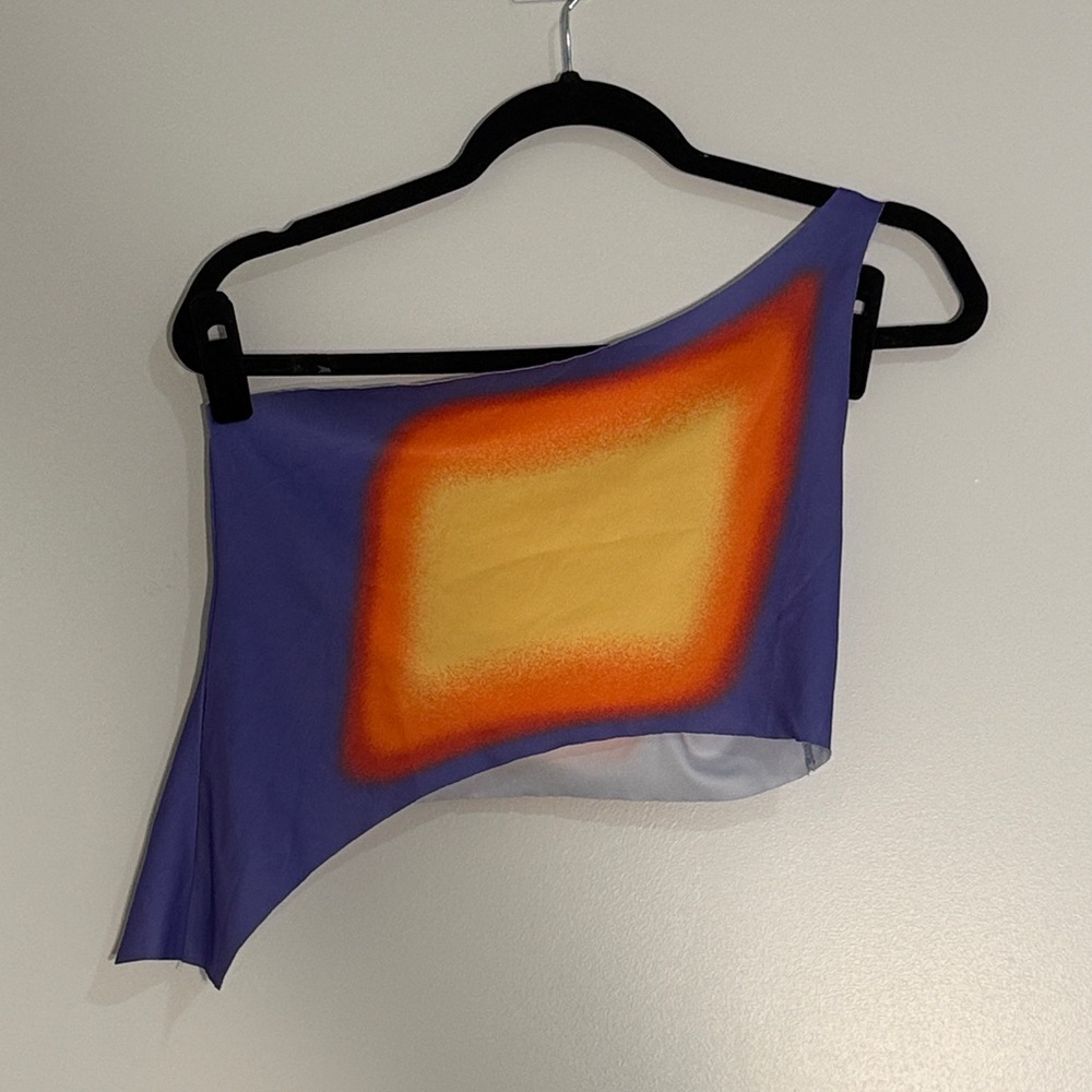 Cape Clique Asymmetrical Purple and Orange Crop Top Size L - NWT